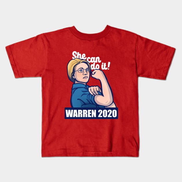 She can do it Warren 2020 Kids T-Shirt by bubbsnugg